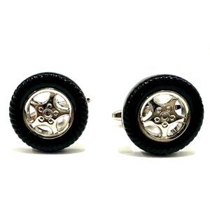3D Realistic Tire Tread Cufflinks – Automotive Gearhead Accessory